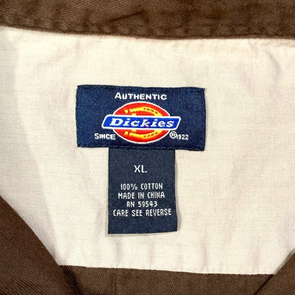 Dickies brown work shirt with chest patch and embroidered sleeve- XL - Picture 2 of 12
